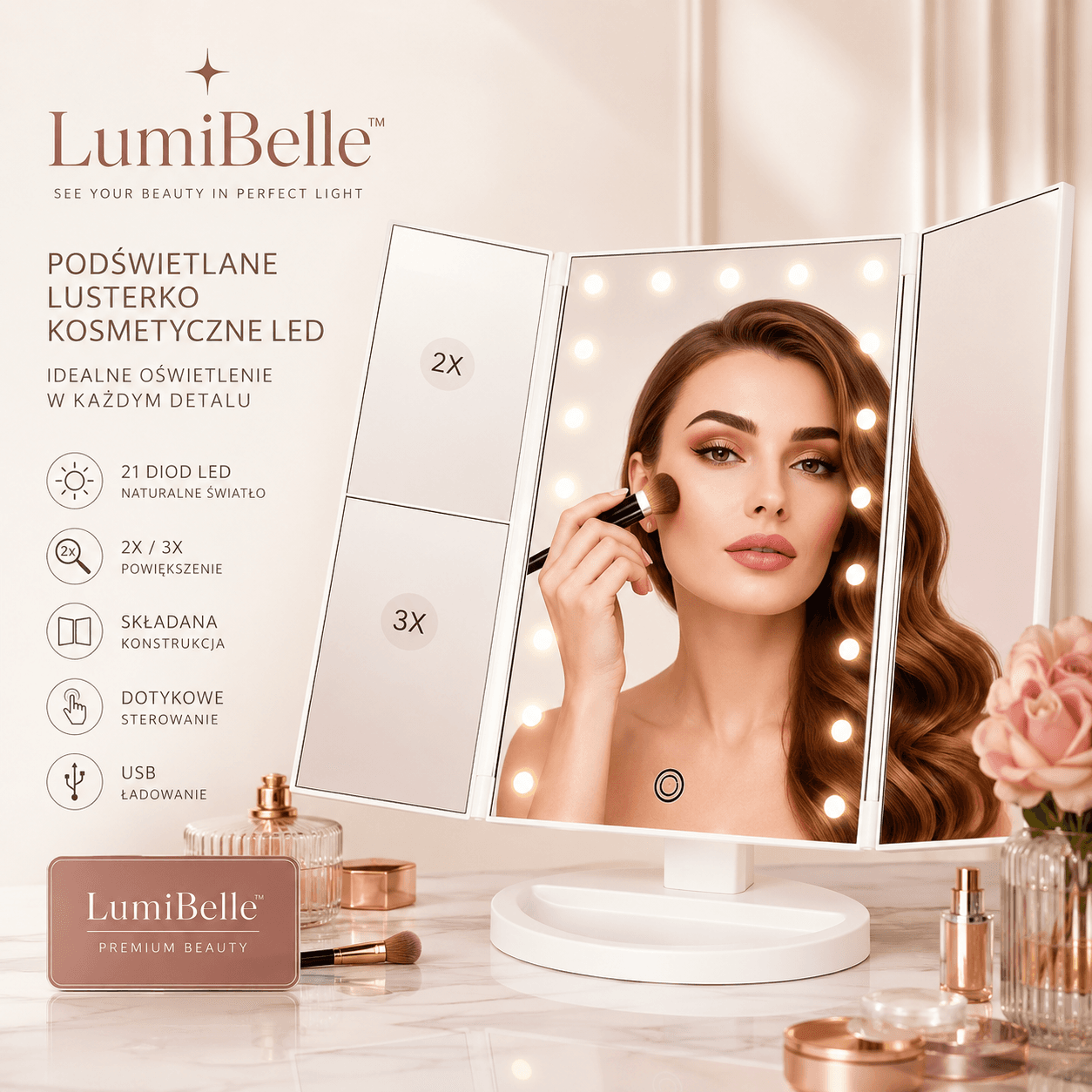 LumiBelle™ - Rozkładane Lusterko LED