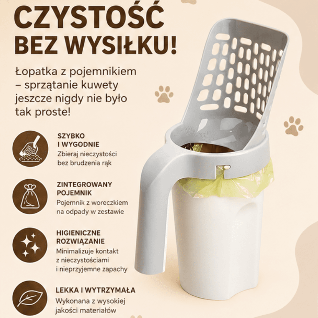 Łopatka Czyszcząca Kuwetę Z Pojemnikiem